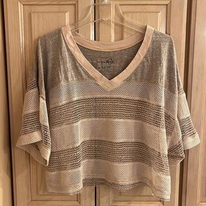 Free People crochet short sleeve top